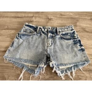 Frame Women's Le Grand Garcon Distressed Frayed Hem Acid Wash Shorts - Size 25